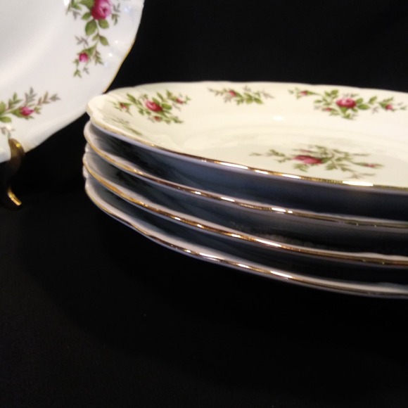 5 Haviland Traditions Dinner Plates in Moss w Scalloped Edge Gold Trim - Picture 9 of 14